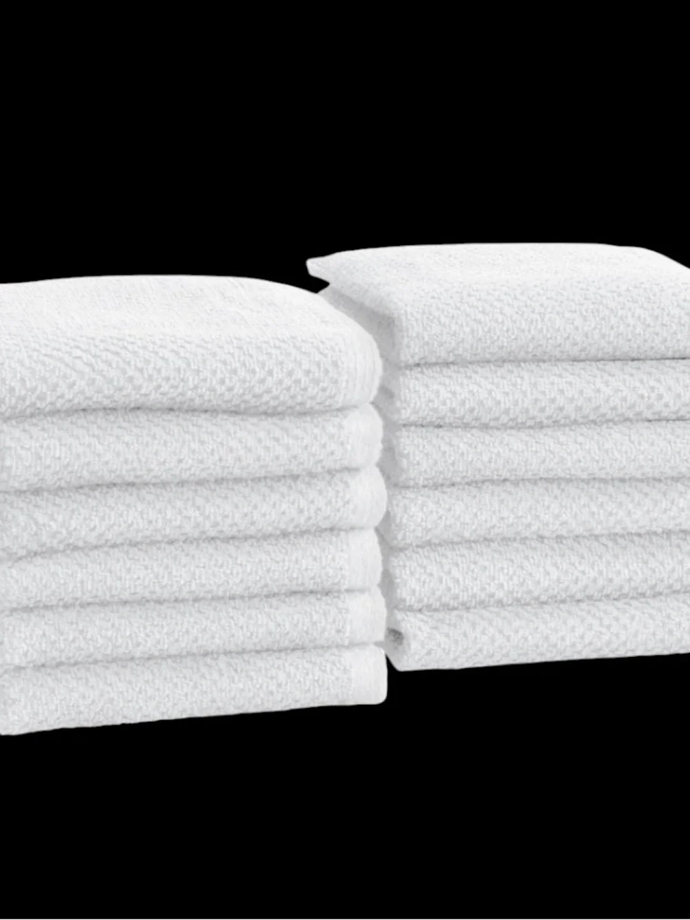 Gl Rest Bay Home White Cotton Textured Wash Cloth Set - Pack of 12 Quick Dry